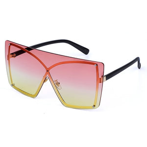 Oversized Red Yellow Gradient Cat Eye Sunglasses